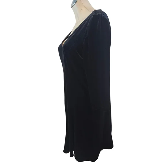 Coldwater Creek Size L 14 16 Black V-neck Velvet Dress - Picture 4 of 7